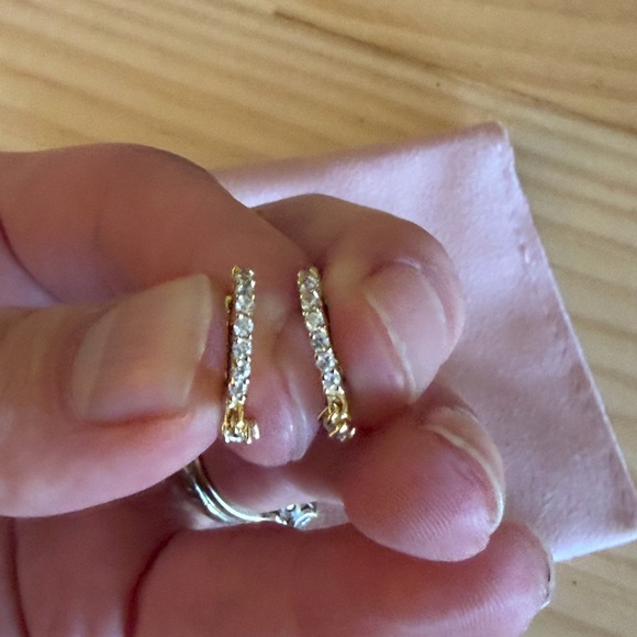 cupcakes & cashmere Gold Earrings Huggies - Picture 7 of 7